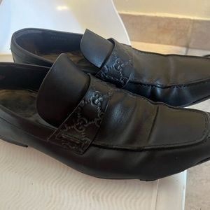 Gucci Black Guccissima Leather Slip On Loafers